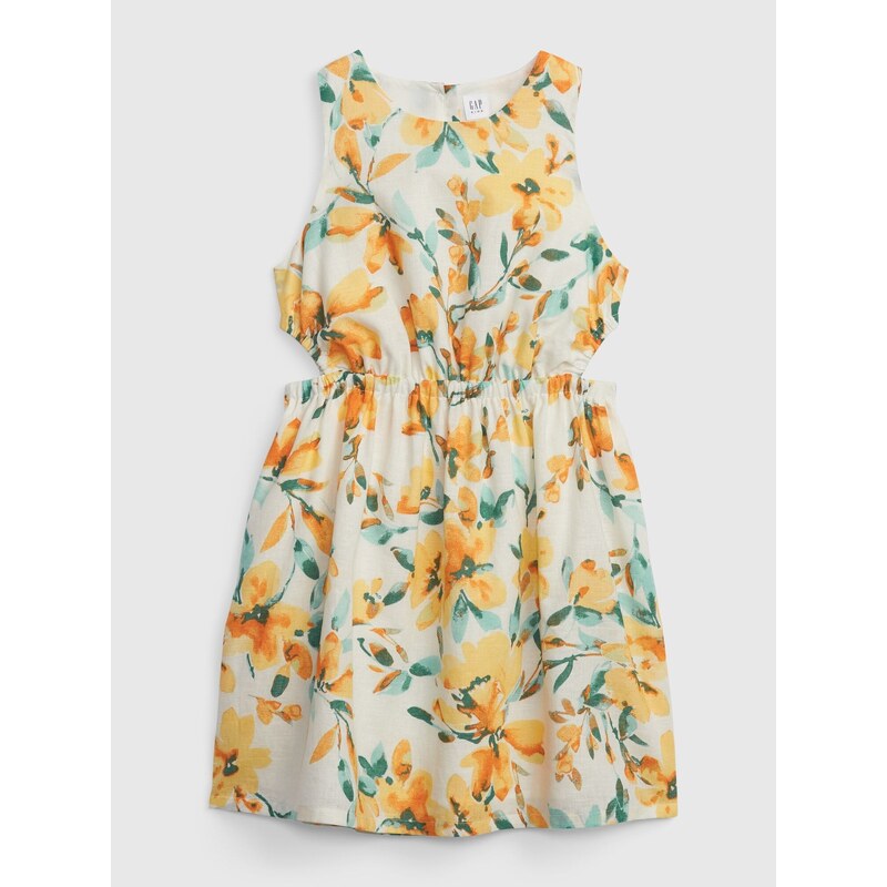 Žlto-krémové dievčenské kvetované šaty GAP 50532716