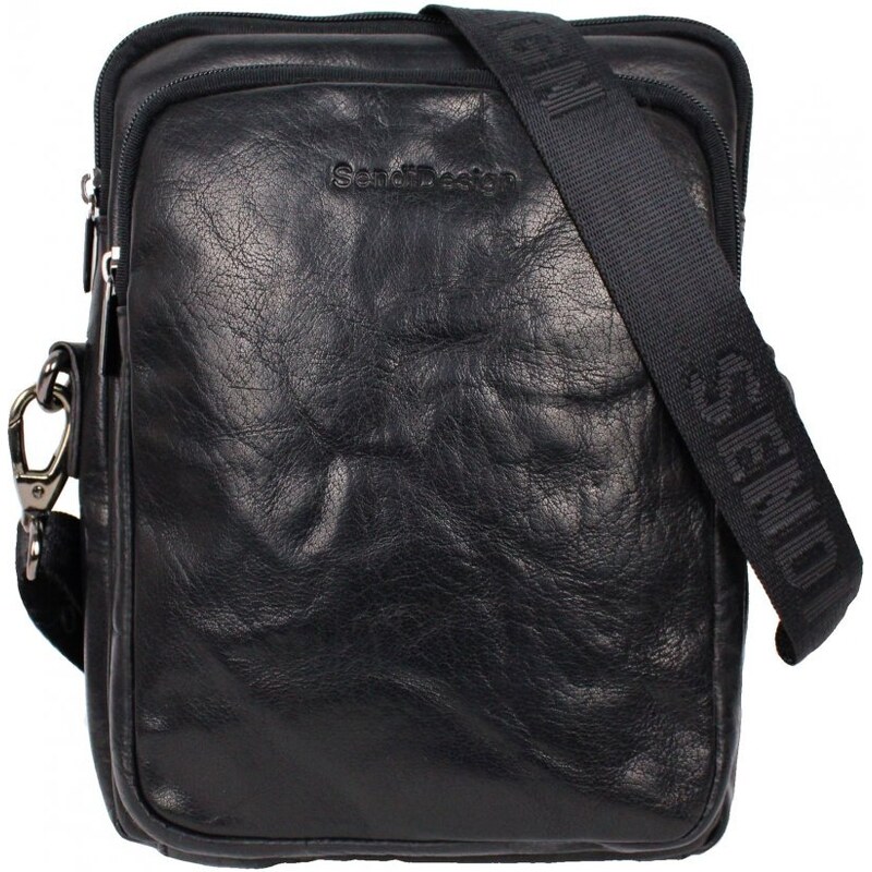 Sendi Design Pánska kožená taška cez rameno Tibor čierná 39334188