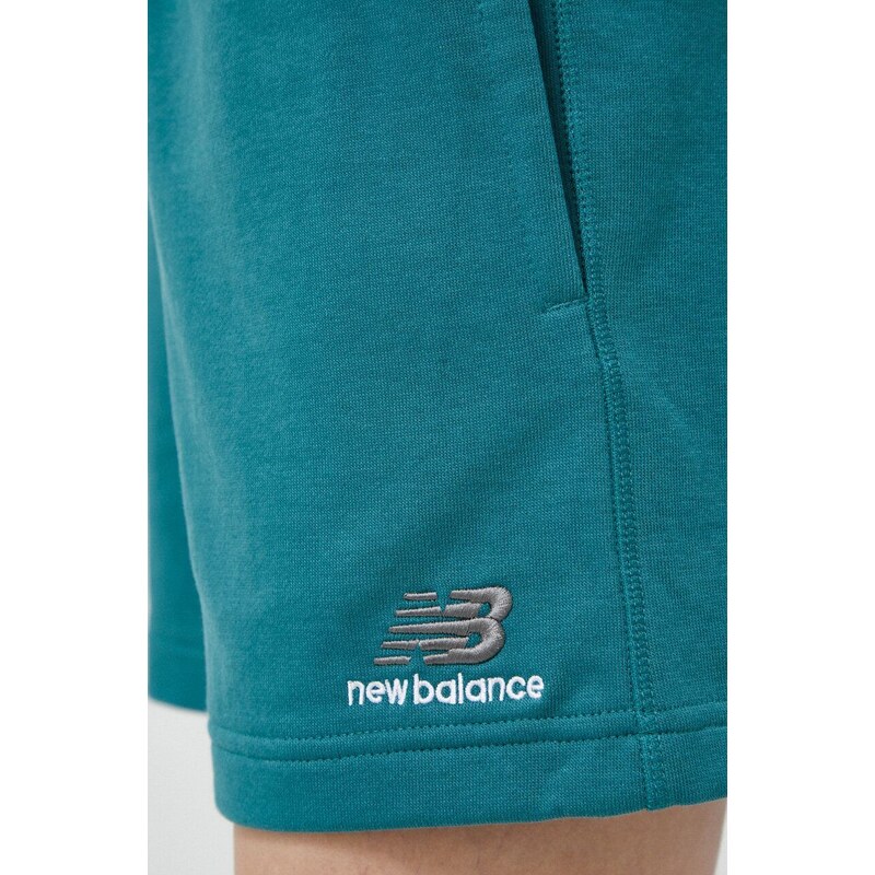 Šortky New Balance zelená farba, jednofarebné