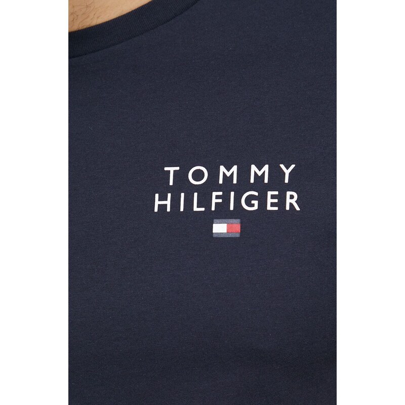Bavlnené tričko Tommy Hilfiger tmavomodrá farba, s potlačou, UM0UM02916