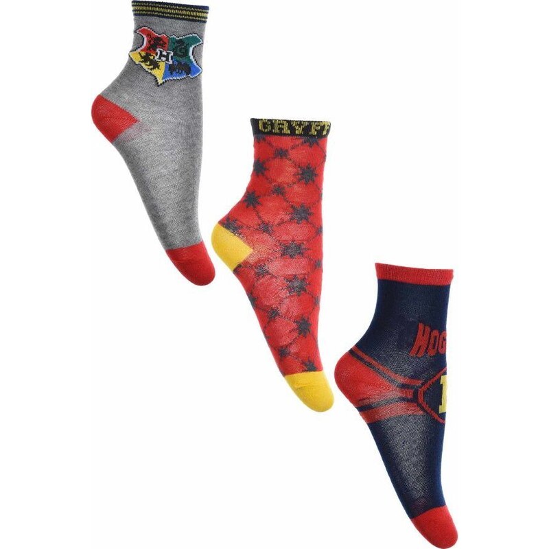 Chlapčenské trojbalenie ponožiek Harry Potter - sivá/červená/tm.modrá 39342453