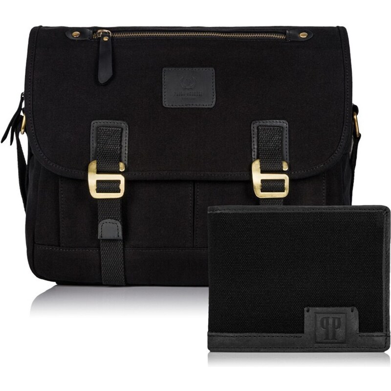 PAOLO PERUZZI Pánsky set taška cez rameno + peňaženka ZUP-17-BL | 39346967