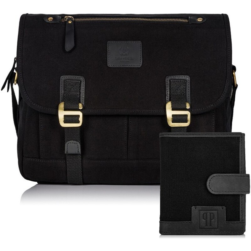 PAOLO PERUZZI Pánsky set taška cez rameno + peňaženka ZUP-19-BL | 39346969