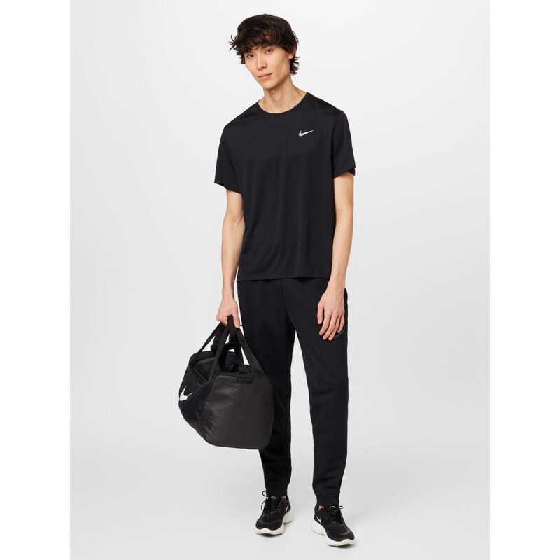 NIKE Funkčné tričko 'Miler' čierna / biela
