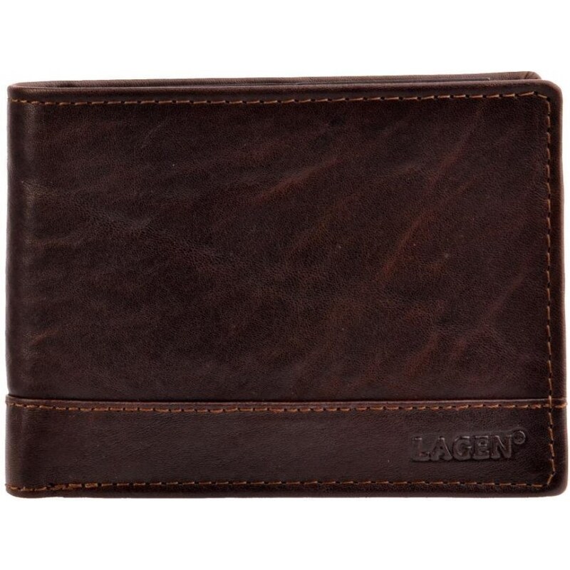 Lagen Pánska kožená peňaženka LM-264665 / T RFID tm. hnedá 35335539