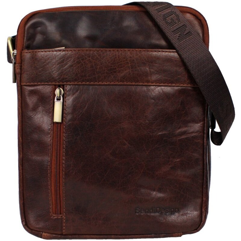 Sendi Design Pánska kožená taška cez rameno DANDY hnedá 36552847