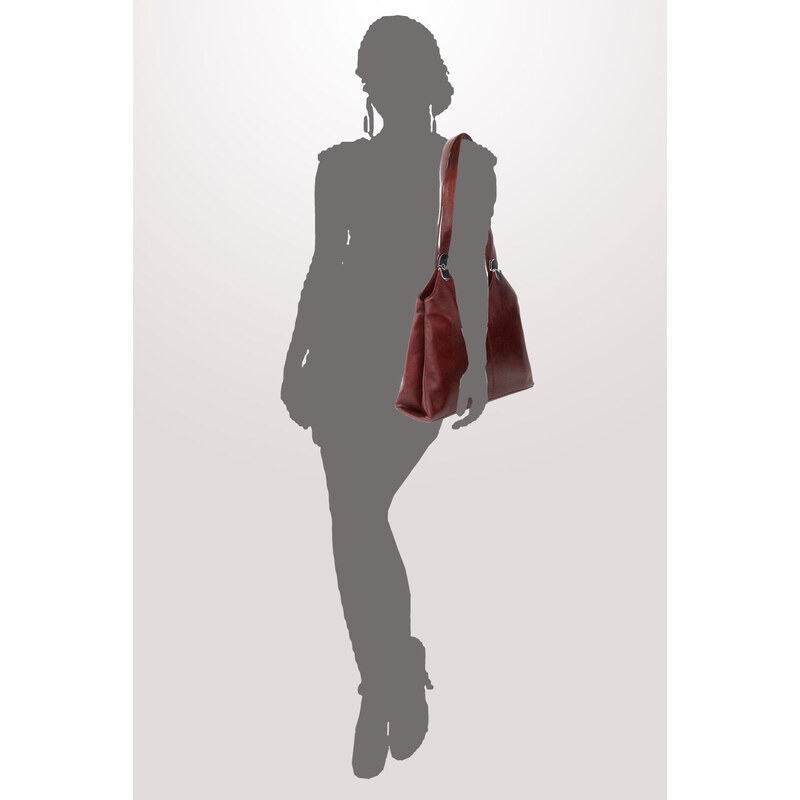 Arwel Tmavo červená dámska kožená kabelka Penelopie