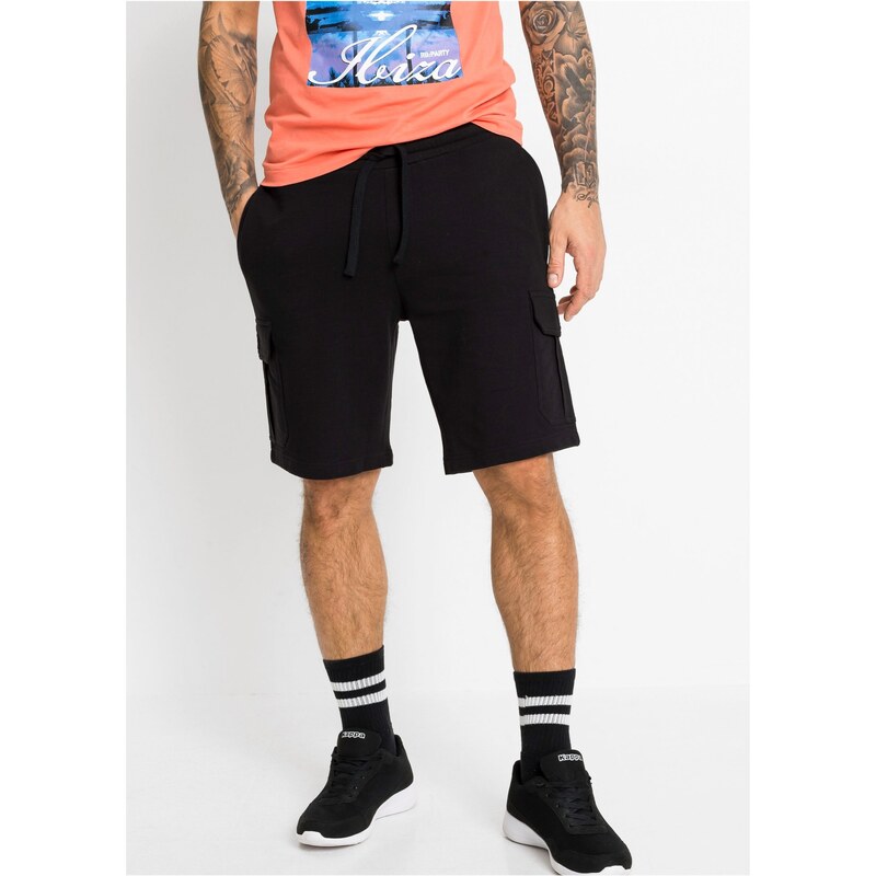 bonprix Kapsáčové teplákové bermudy, farba čierna 44733563