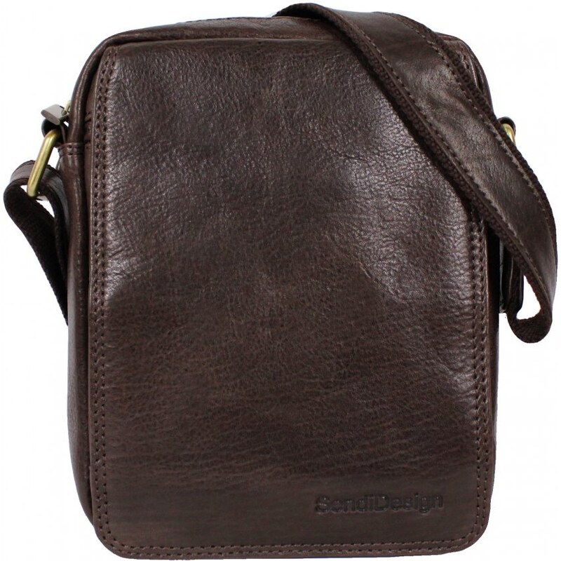 Sendi Design Pánska kožená taška cez rameno PEDRO hnedá 20859260