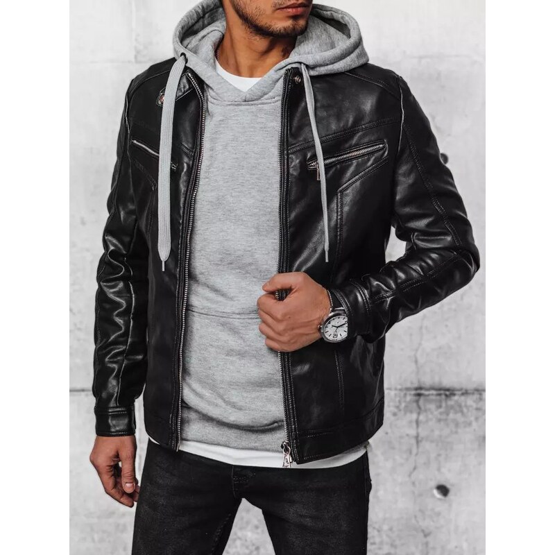 Buďchlap Trendová čierna koženková bunda 46472387