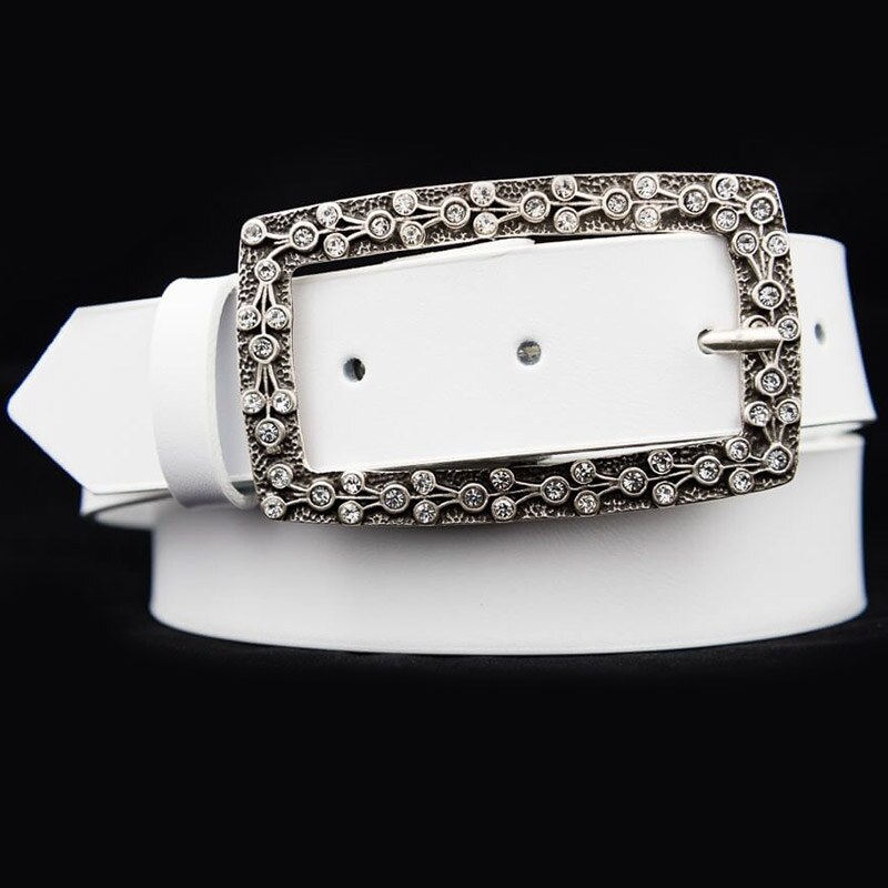 Biely dámsky kožený opasok (GDP73) 39401288