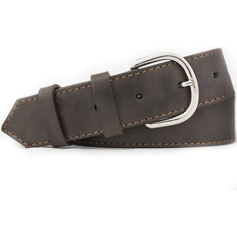 Obšitý pánsky hnedý kožený opasok (GP170) 39401294