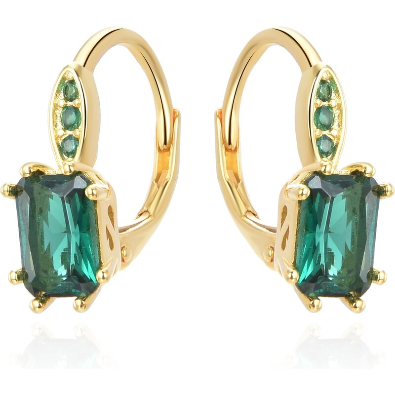 Beneto Strieborné náušnice so zeleným kryštálom AGUC3350GR-GOLD 66582743