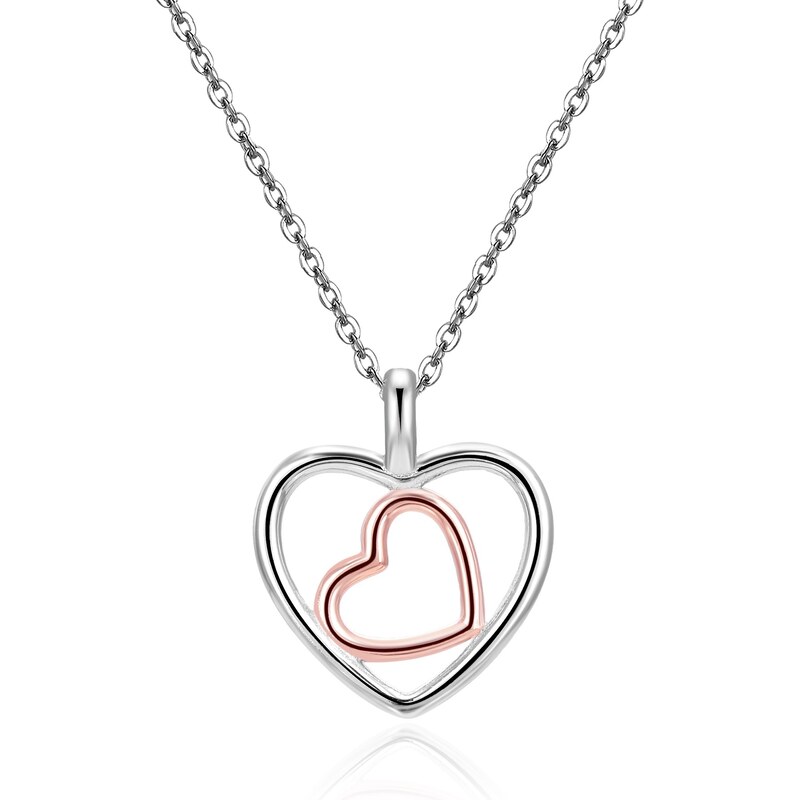 Beneto Nádherný strieborný náhrdelník Srdce AGS1535/47 66588673