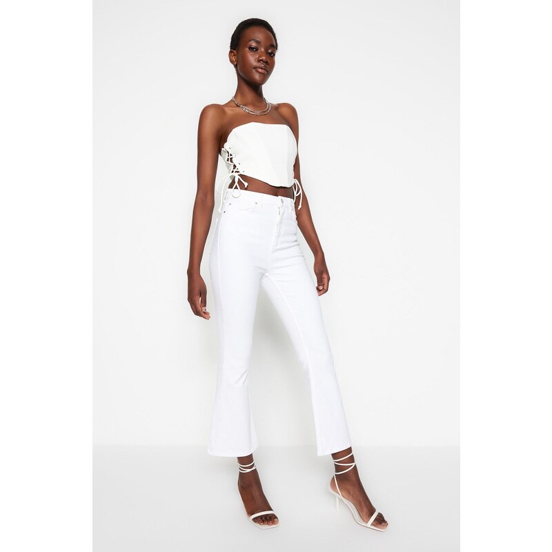 Trendyol White High Waist Crop Flare Jeans 50628142