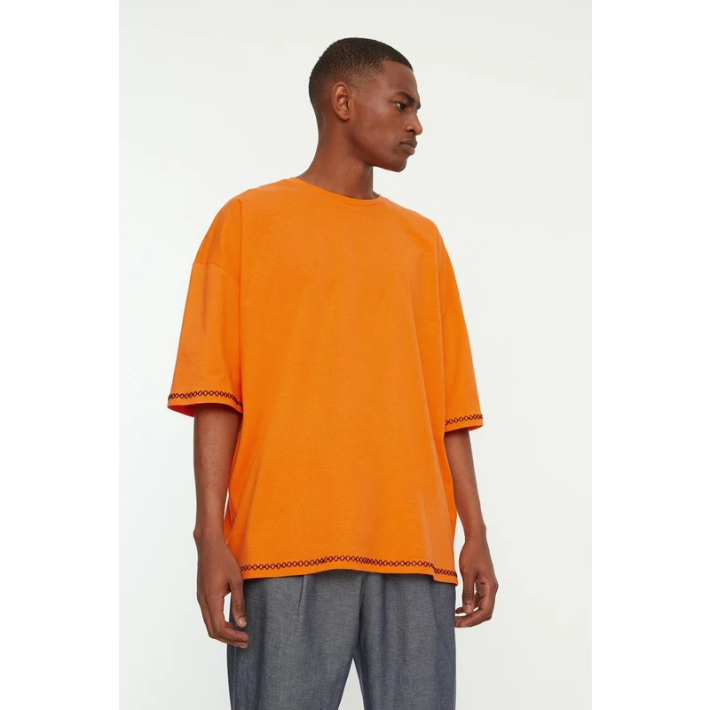 AFROGİYİM T-Shirt - Orange - Oversize - Trendyol