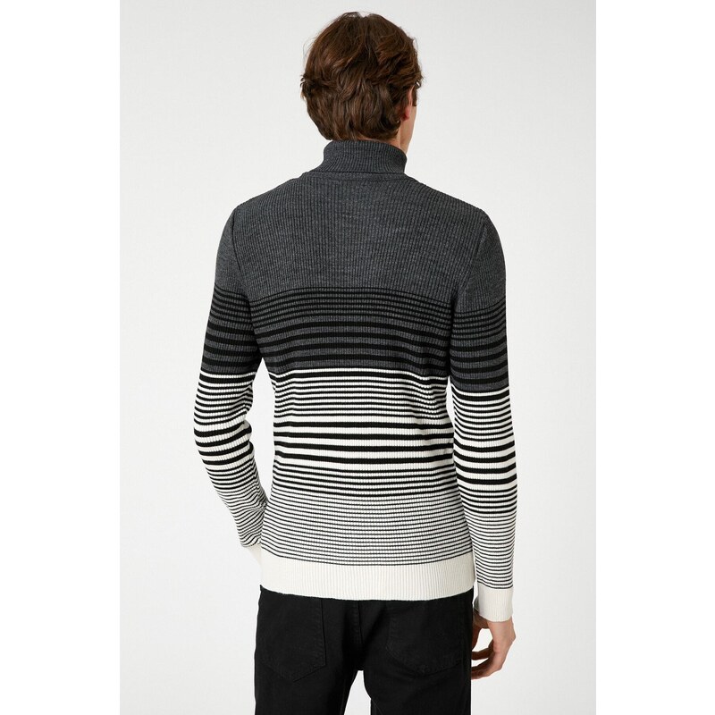 Koton Basic Knitwear Sweater Turtleneck Color Blocked