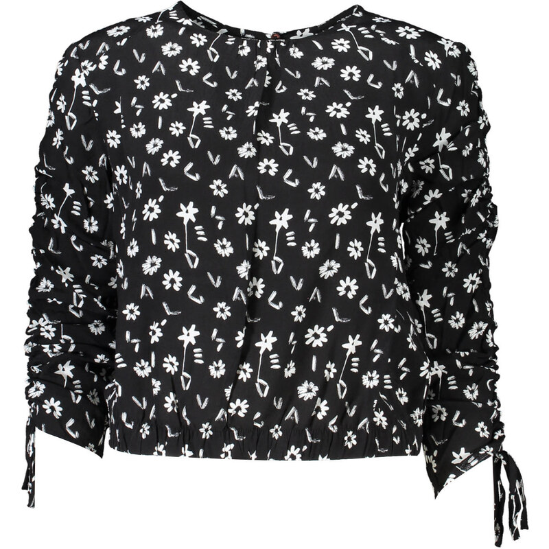 DESIGUAL Čierna vzorovaná blúzka s dlhým rukávom 64703628