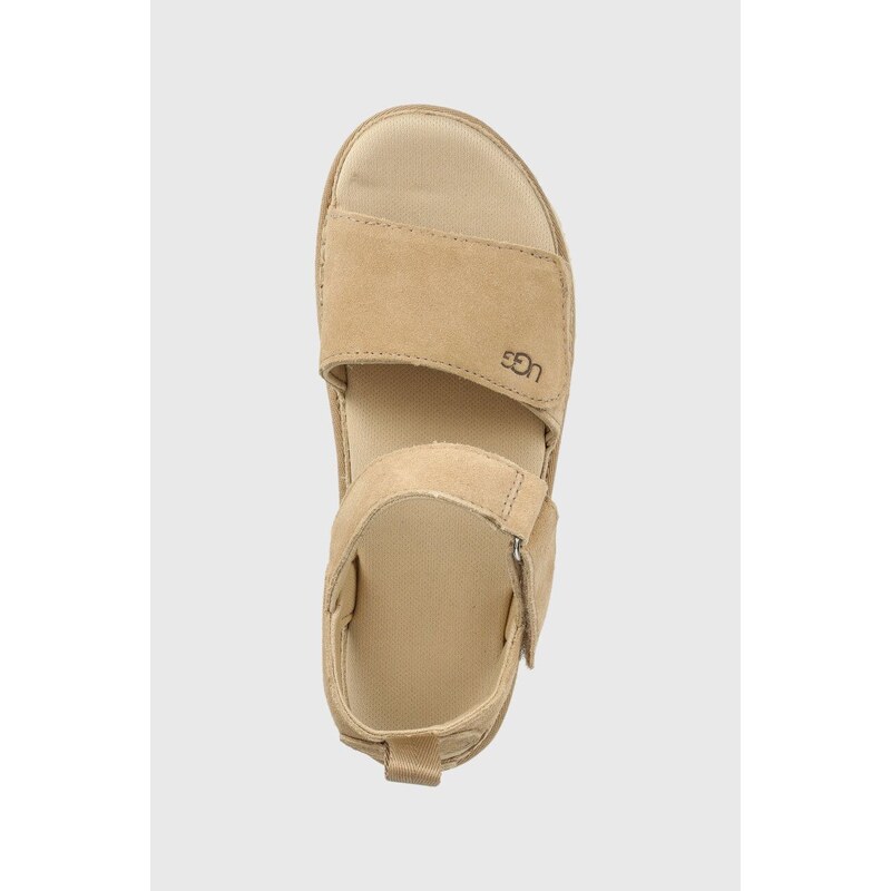 Semišové sandále UGG Goldenstar dámske, béžová farba, na platforme, 1136783
