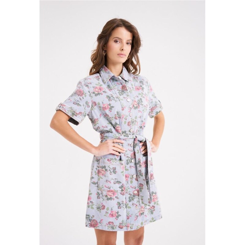 Feelkoo Riflové šaty s kvetmi 39459724