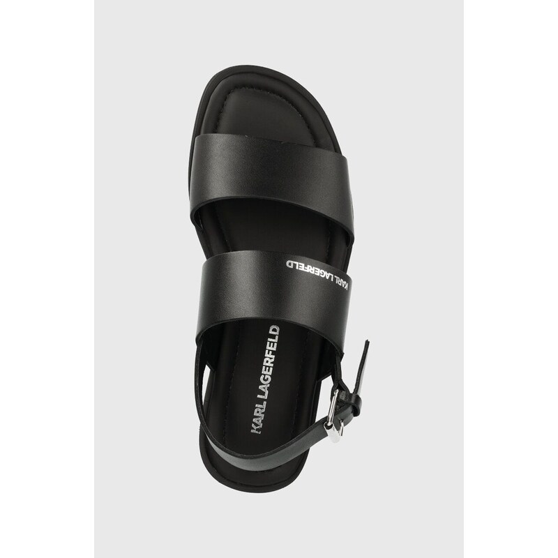 Kožené sandále Karl Lagerfeld KASTOR II pánske, čierna farba, KL70206