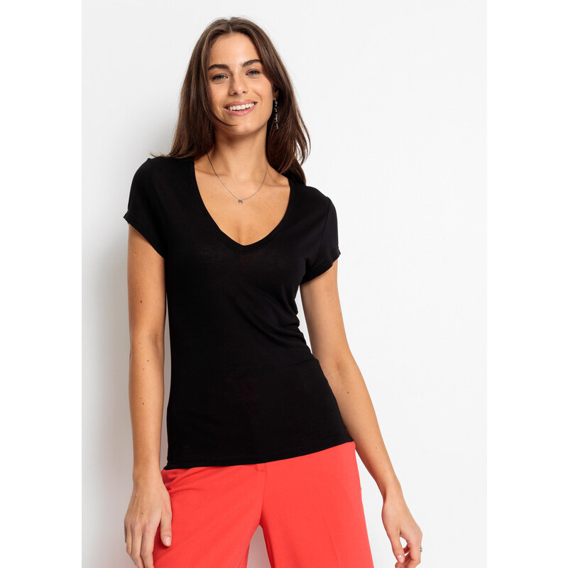 bonprix Tričko z mäkkej viskózy, farba čierna 44794245