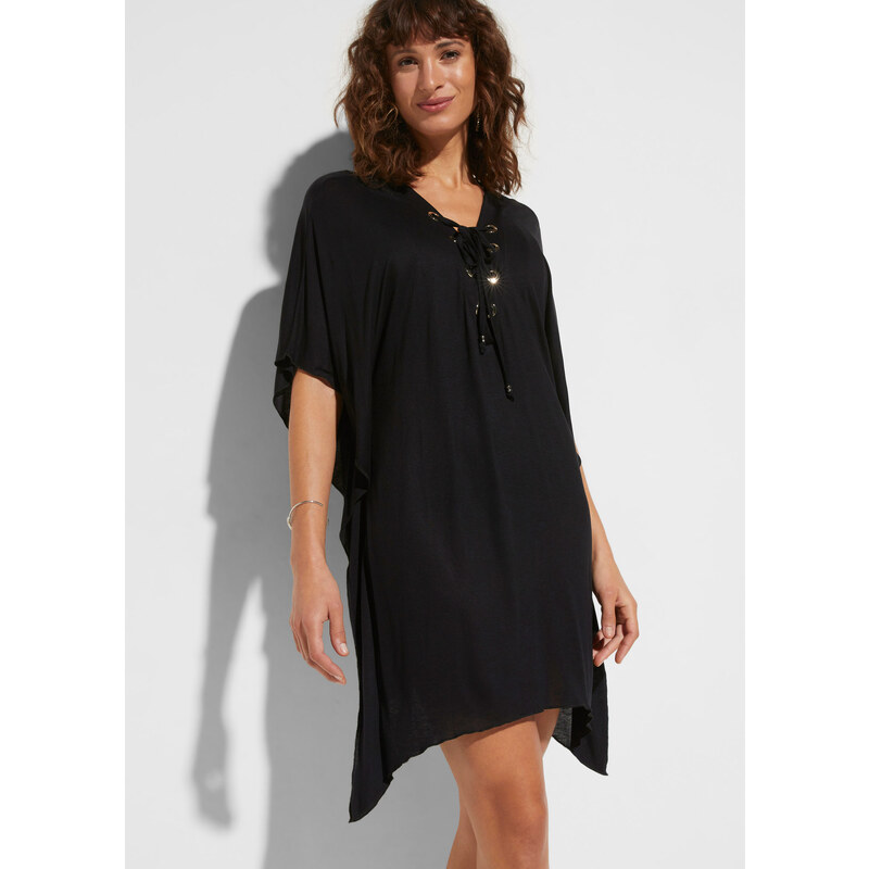 bonprix Transparentná plážová tunika z viskózy, farba čierna 44847027