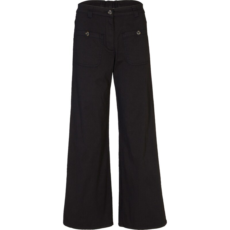 bonprix Twillové nohavice so širokým strihom a pohodlným pásom, po členky, farba čierna