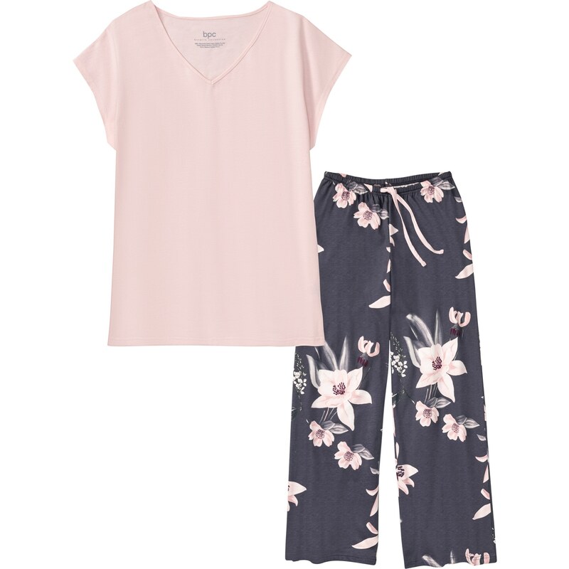 bonprix Pyžamo so širokými nohavicami, farba ružová 49696794