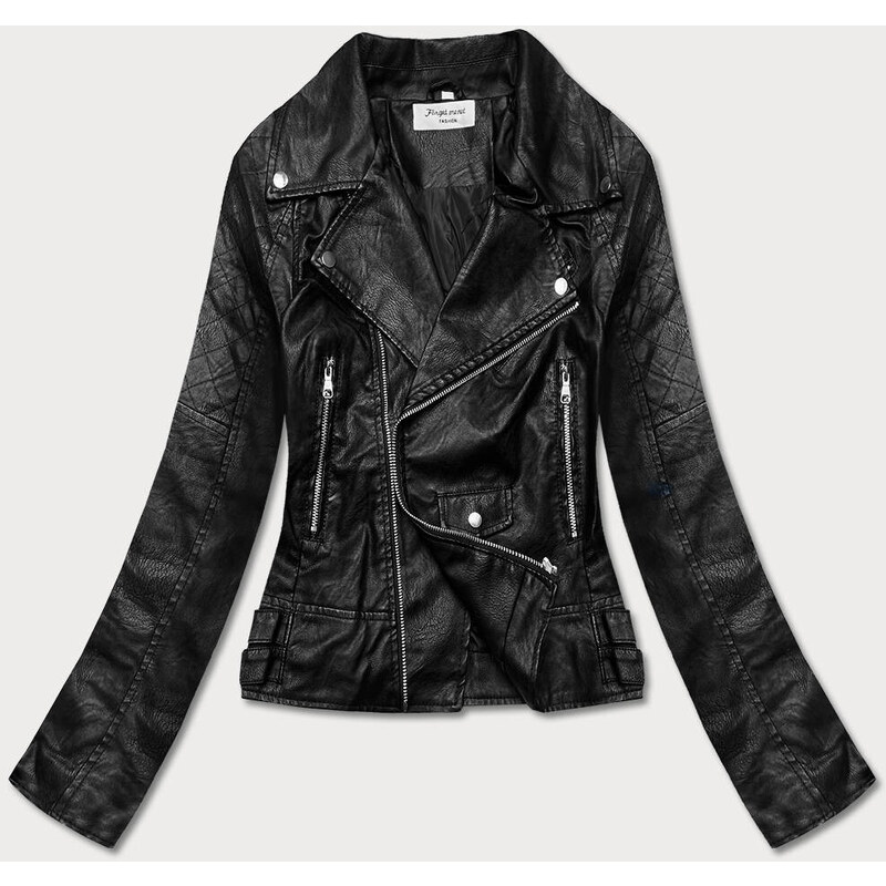 Forget me not FASHION Čierna bunda ramoneska s chlopňami (HM33) 39490233