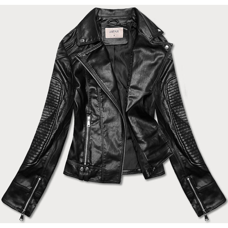 J.STYLE Čierna bunda ramoneska s chlopňami (11Z8037) 39490235