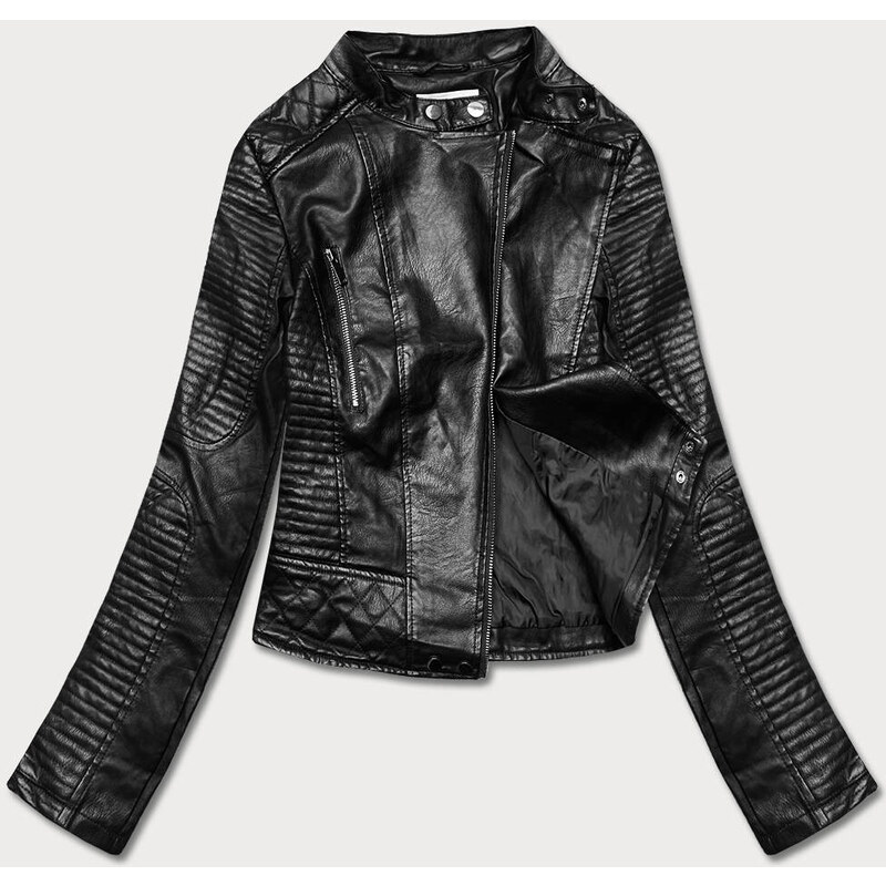 Forget me not FASHION Čierna bunda ramoneska so stojačikom (HM40) 39490243