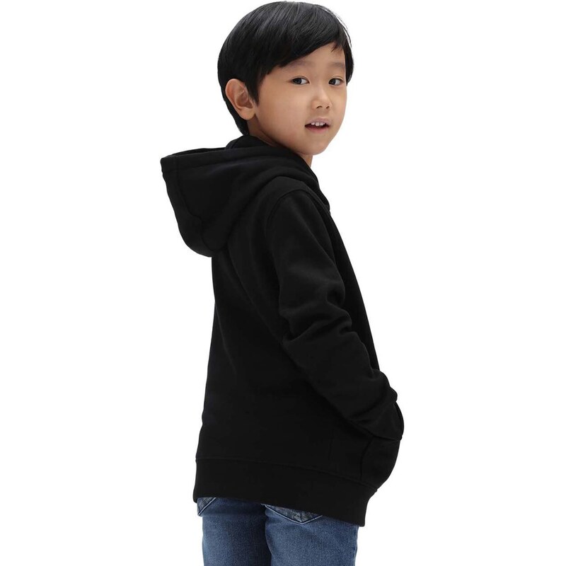 Detská bavlnená mikina Vans čierna farba, s potlačou