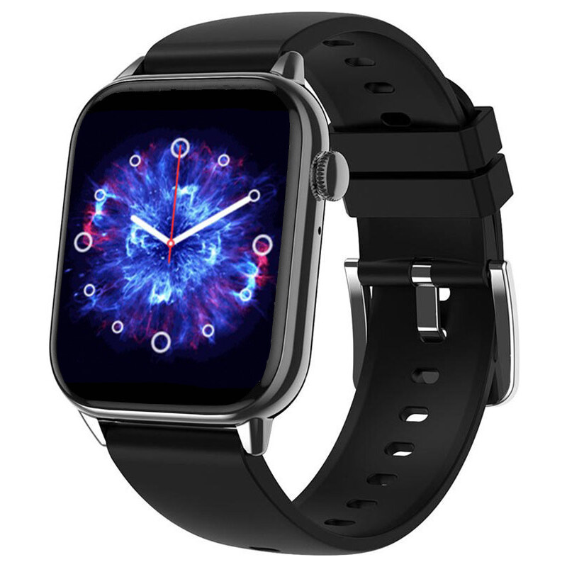Smart hodinky Madvell Pulsar s volaním cez bluetooth a EKG čierne s čiernym silikónovým remienkom