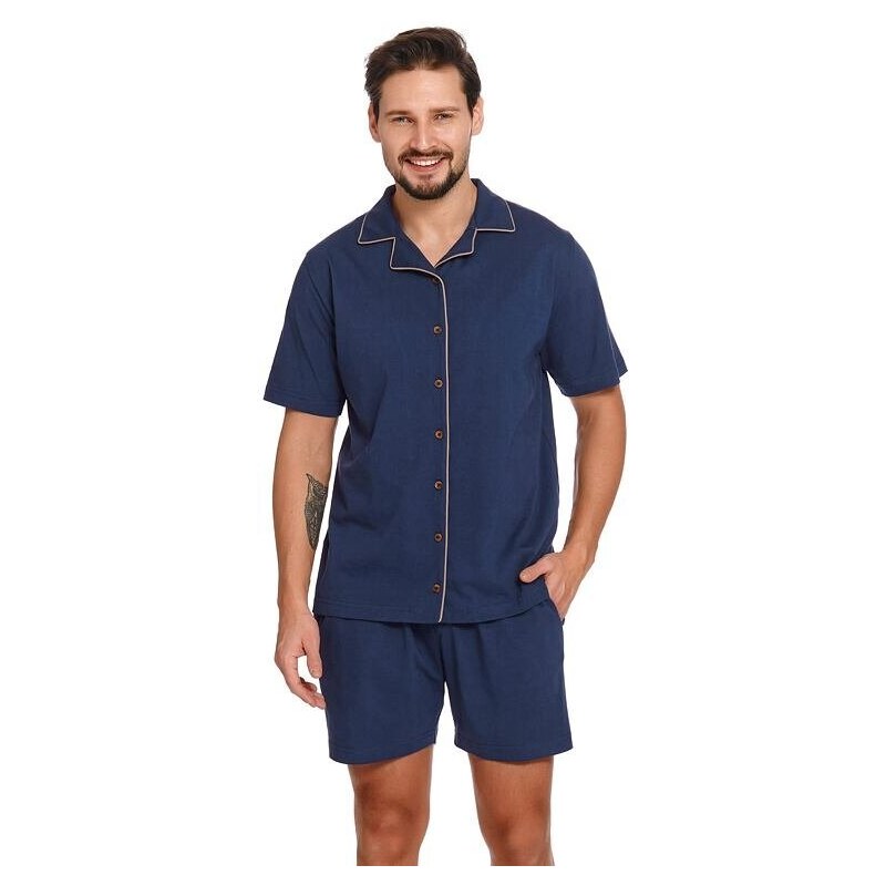DN Nightwear Pánske pyžamo s gombíkmi Dale tmavo modré