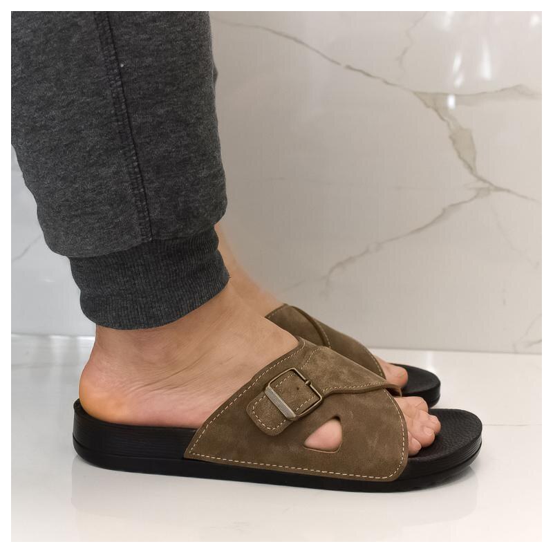 JOHN-C Pánske hnedé šľapky BENNY 39505262