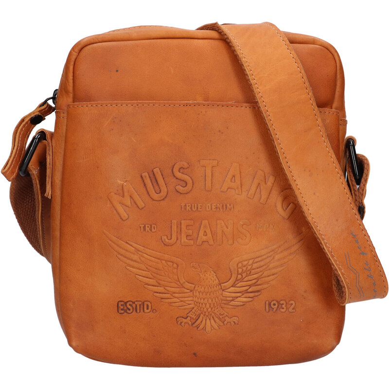 Pánska kožená taška cez rameno Mustang Demos - koňak 63422087