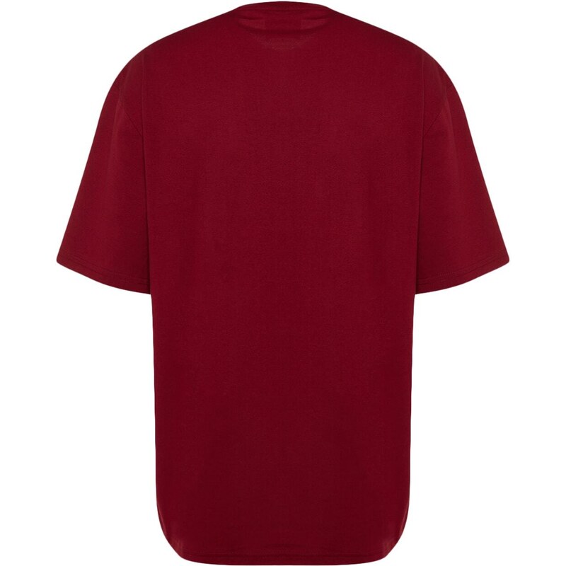 Trendyolové tričko - bordové - uvoľnený strih