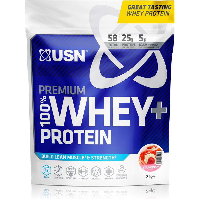 Proteínové prášky USN 100% Premium Whey Bag Strawberry 2kg bwp2