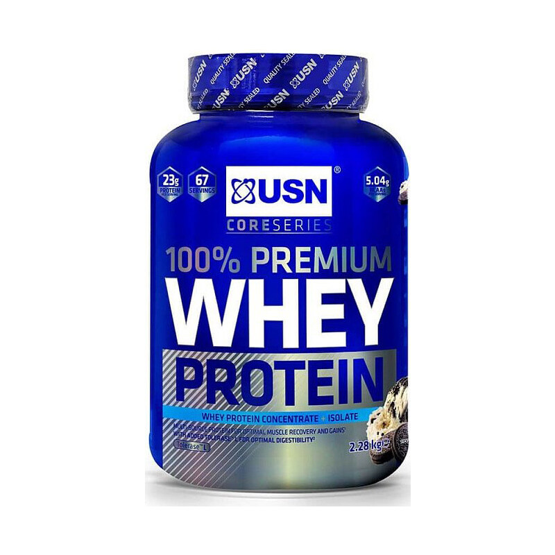Proteínové prášky USN 100% Whey Protein Premium smetanová sušenka 2.28kg wp18