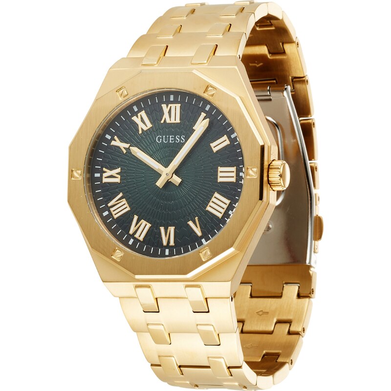 GUESS Analógové hodinky ASSET zlatá / tmavozelená 63143788