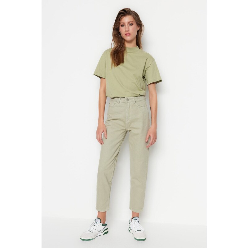Trendyol Mint Mom džínsy s vysokým pásom 50617025