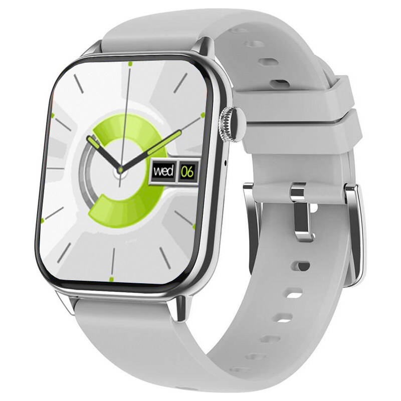 Smart hodinky Madvell Pulsar s volaním cez bluetooth a EKG striebore so šedým silikónovým remienkom