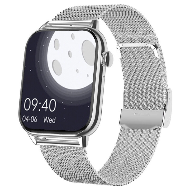 Smart hodinky Madvell Pulsar s volaním cez bluetooth a EKG strieborné so strieborným kovovým remienkom