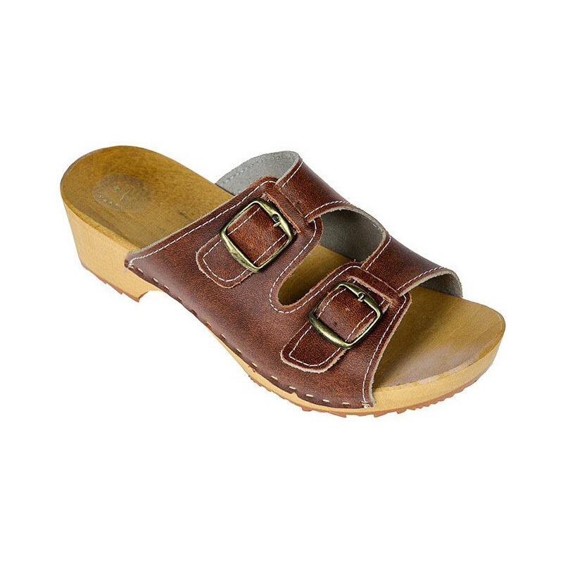 Glara Kožené dreváky jednofarebné 39543828