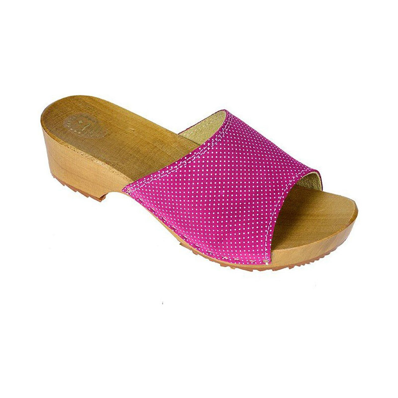 Glara Ružové dreváky z pravej kože 39543825