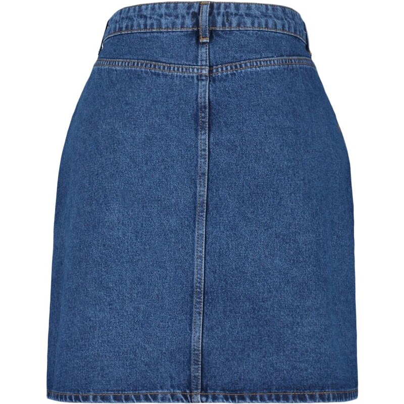 Trendyol Curve Light Blue High Waist Buttoned Denim Skirt