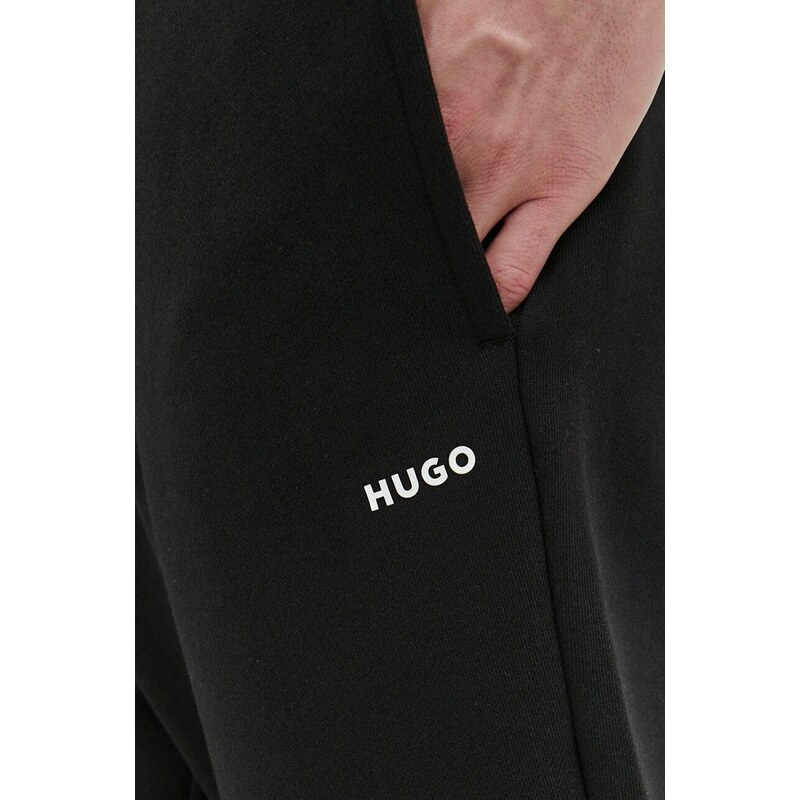 Bavlnené tepláky HUGO čierna farba,jednofarebné,50489617