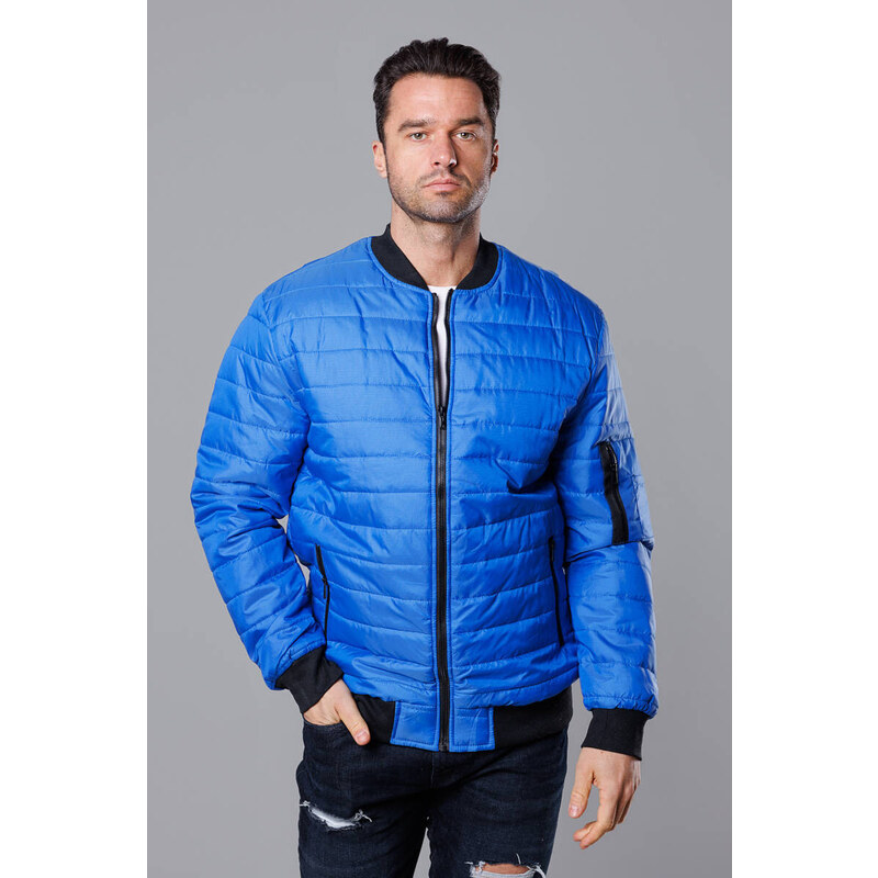J.STYLE Pánsky prešívaný bomber v chrpovej farbe (MY02-7) 41244701