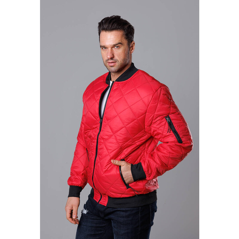 J.STYLE Pánska prešívaná bunda bomber červená (MY01-5) 41244703